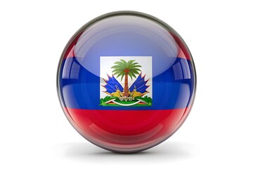 Obraz premium High-resolution 3D render of the Haiti flag in a glossy sphere.