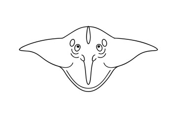 Cartoon stingray illustration simple line art drawing isolated on white background cute sea animal