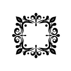 Elegant Black & White Floral Frame, Decorative Border Design