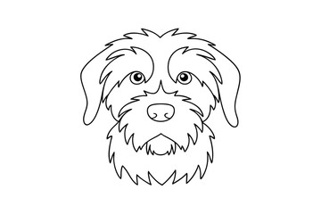 Cute schnauzer puppy head outline illustration with fluffy beard and adorable eyes pet animal design