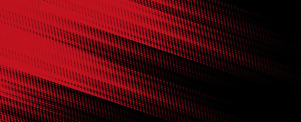 Abstract halftone background with diagonal red and black streaks, creating a futuristic and high-speed motion effect.