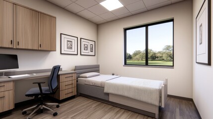 Modern Minimalist Bedroom Design with Natural Light and Office Space