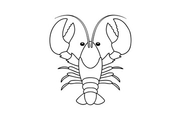 Simple line art illustration of a lobster with claws on white background perfect for coloring books