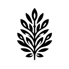 Bold Minimalist Plant Silhouette on White, Decorative Design Element