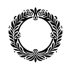 Obraz premium Elegant Black & White Laurel Wreath Frame - Vector Design