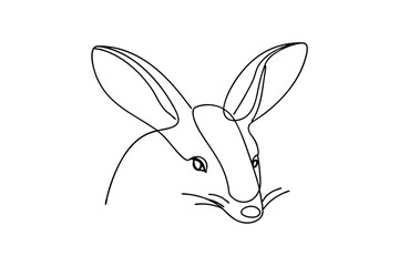 Minimalist continuous line drawing of a hare head isolated against white background creative animal art