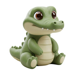 Fototapeta premium Green cartoon crocodile with big eyes
