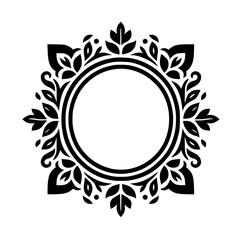 Elegant Black and White Floral Frame Vector Design