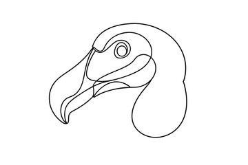 Minimalist dodo bird portrait single line drawing extinct animal continuous line art modern wildlife illustration © Joy