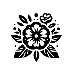 Black & White Floral Design Element - Simple, Minimalist, Vector