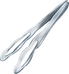 watercolor kitchen tongs