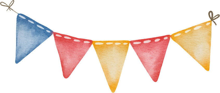 watercolor bunting flag