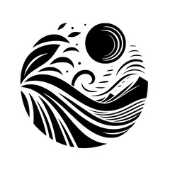 Abstract Black & White Nature Circle Design