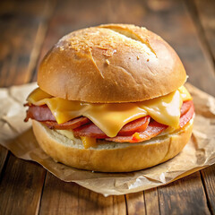 Delicious Ham and Cheese Sandwich on a Soft Bun