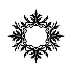 Elegant Black Floral Frame on White Background - Decorative Vector Design