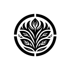 Black & White Floral Mandala: Geometric Design Element