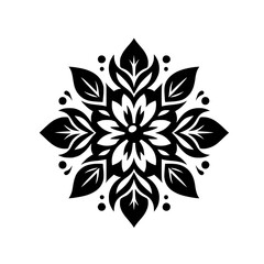 Fototapeta premium Black & White Mandala: Floral Symmetry on White