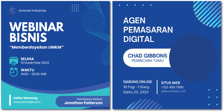 Informative Webinar Business Announcement Banner Design with Geometric Shapes