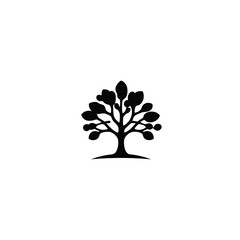 Obraz premium A logo design black silhouette tree icon featuring simple, geometric branches. 