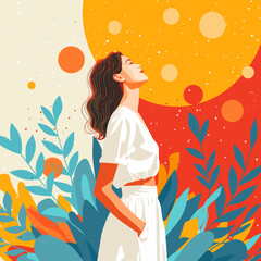 vector illustration of a woman with flowers