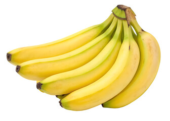 Bunch of bananas isolated on transparent background Generative Ai.
