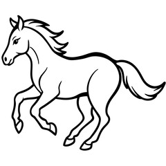 Wild horse running  vector art illustration
