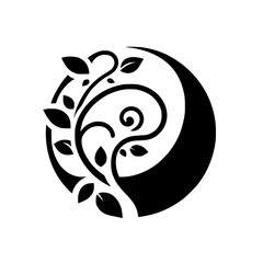 Organic Silhouette: Black & White Decorative Foliage Design