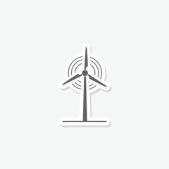 Rotating wind turbine sign sticker isolated on gray background
