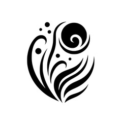 Abstract Black & White Floral Design, Minimalist, Decorative