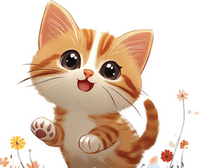  Cute and smile cat doodle vector