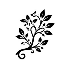 Elegant Black and White Floral Silhouette Design on White Background