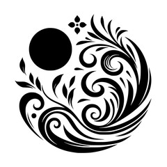 Black Floral Mandala: Elegant Minimalist Design