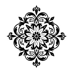 Elegant Black Floral Ornamental Mandala, Vector Design