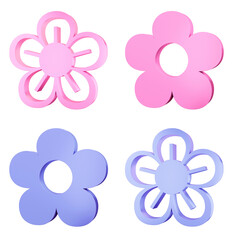 4 flowers 3d flower icons cute pastel flower illustration ui floral collection