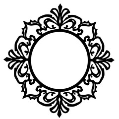 Elegant Ornamental Frame: Vector Monogram Design, Black on White, Vintage Aesthetic