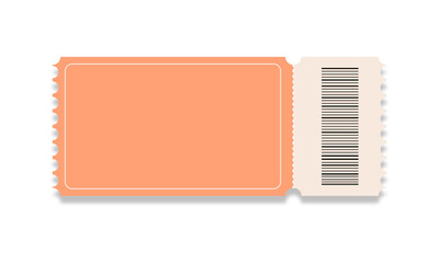 Template, ticket mockup, isolated on white background.	