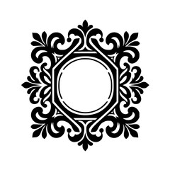 Elegant Black & White Ornamental Frame Design for Invitations