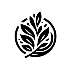 Minimalist Leafy Logo: Black & White, Modern, Eco-Friendly Design
