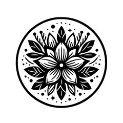 Elegant Black & White Floral Mandala Design - Decorative Vector
