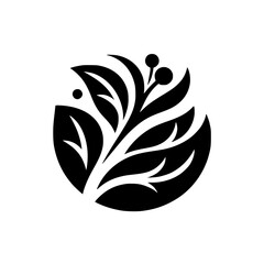 Black and White Botanical Logo Design