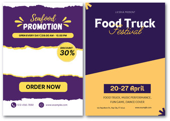 Vibrant Seafood and Food Truck Festival Promotion Posters Design