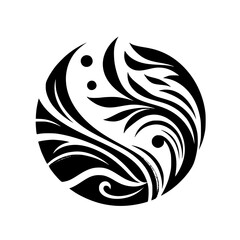 Elegant Black and White Floral Circle Design