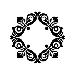 Elegant Black & White Floral Ornament Frame, Vector Design, Isolated