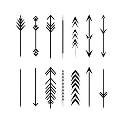 Arrows collection minimal black silhouette