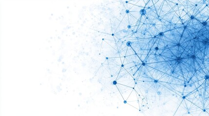 Abstract Blue Network Structure with Nodes and Connection Lines