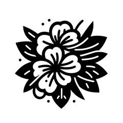 Black & White Floral Vector Design: Simplified Flower Motif