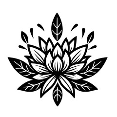 Black and White Lotus Mandala: Vector Floral Design
