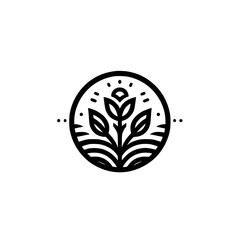 Minimalist Floral Logo: Modern Nature Symbol, Black & White