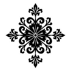 Elegant Black Floral Ornament on White Background - Decorative Design