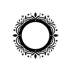 Elegant Black and White Floral Frame Design, Vector Graphic